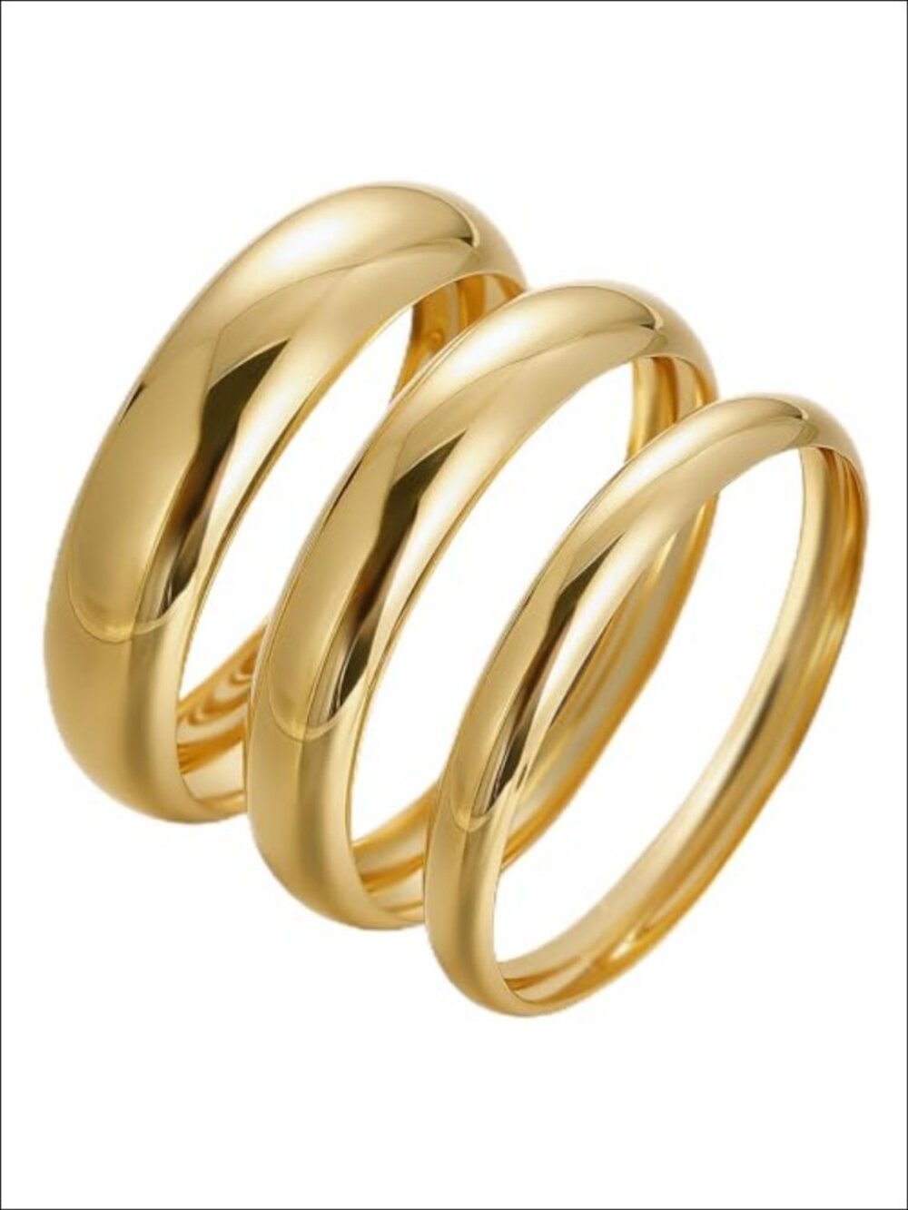 Chunky Gold Plated Stackable Bangle Bracelet Set for Women, Trendy Cuff